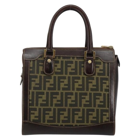 FENDI Zucca Canvas Hand Bag Black Brown Auth 144377 - Picture 3 of 16